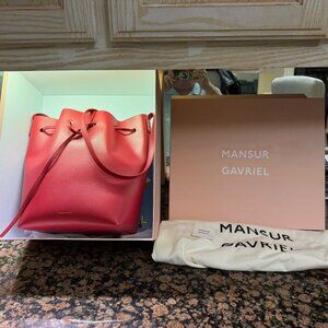 MANSUR GAVRIEL Large Red Flamma Red Leather Bucket Bag MINT RARE!